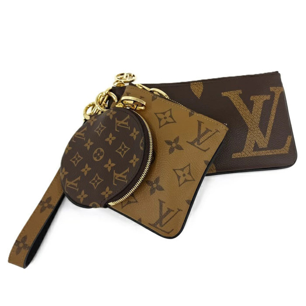 Louis Vuitton Coin Case Pouch Clutch Monogram Reverse Pochette Trio